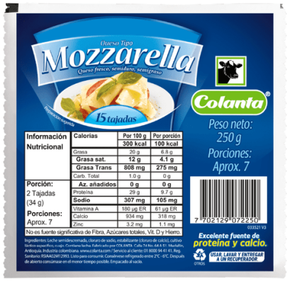 Queso Mozzarella Colanta 250gr