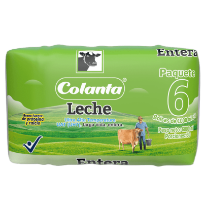 Leche Entera Colanta 1000ml x6 Uds